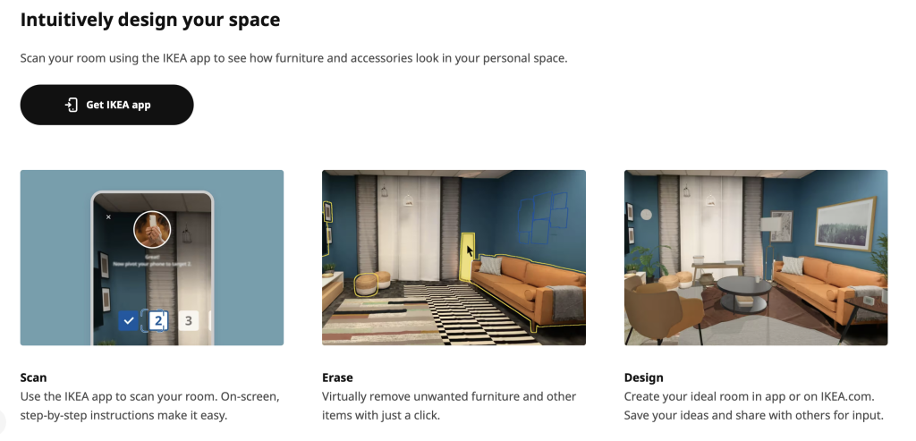 des photos qui décrivent le fonctionnement de l'application IKEA Kreativ