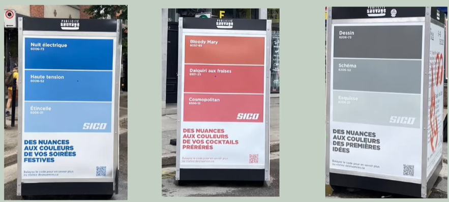 Campagne créative Sico - Capture de la publicité en affichage contextuel - Environnement Affichage