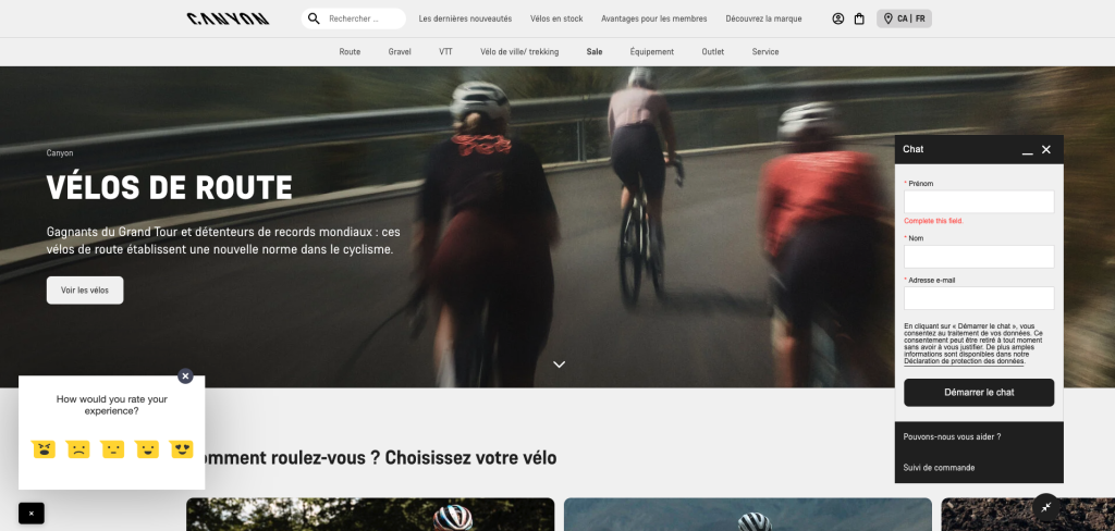 Chatbot et expérience client site Canyon