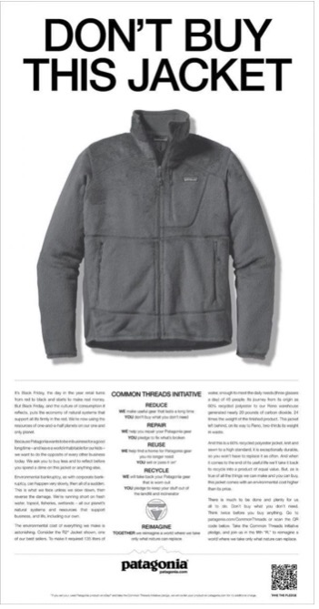 Campagne marketing Patagonia 2011 anti consumériste