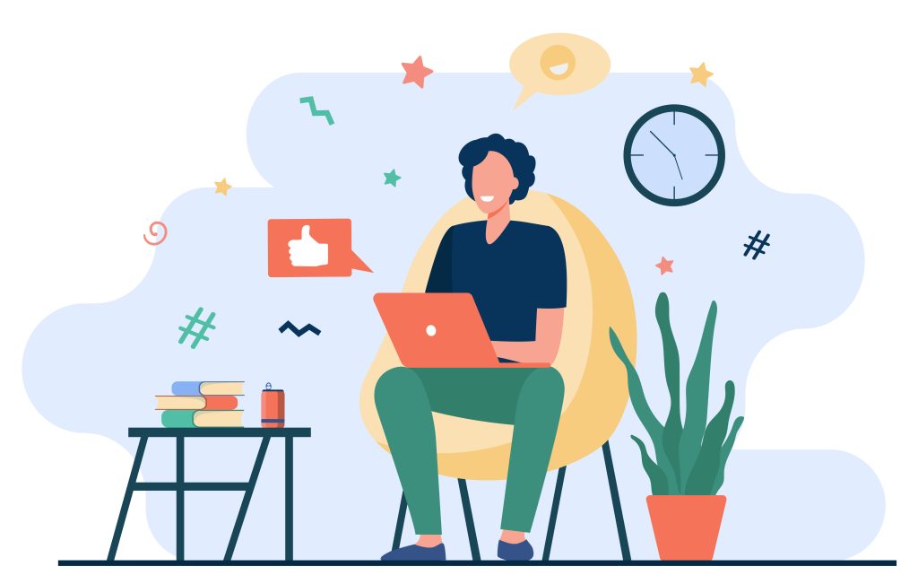 Illustration montrant une personne travaillant sur son ordinateur pour développer une Vision harmonieuse