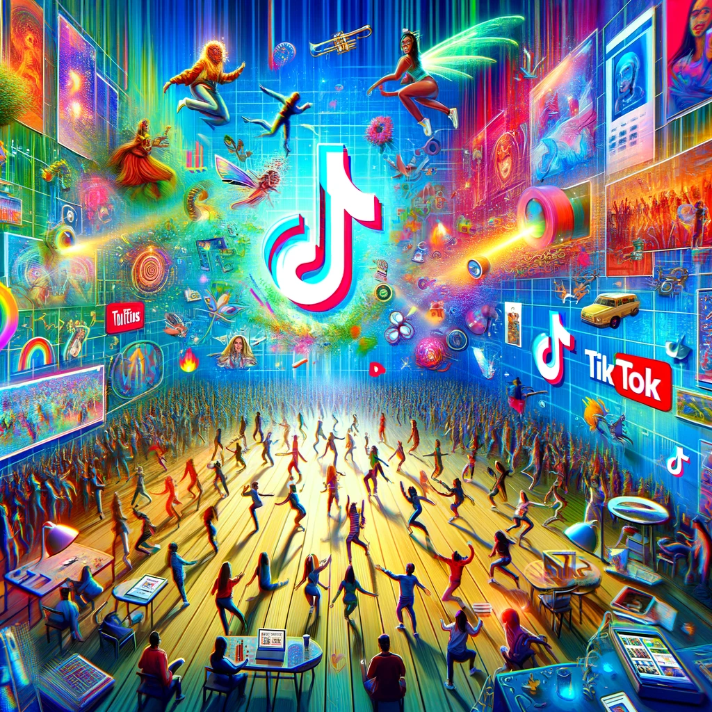 TikTok's success, featuring viral trends, dances, and global user engagement