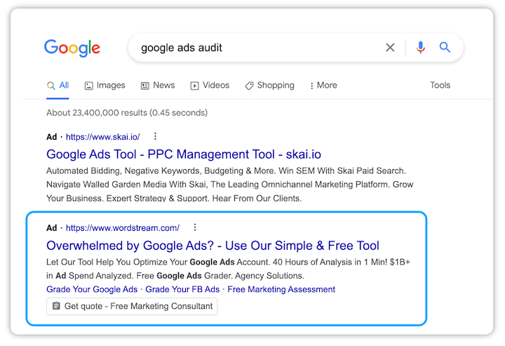 How does Pay-Per-Click look on Google.