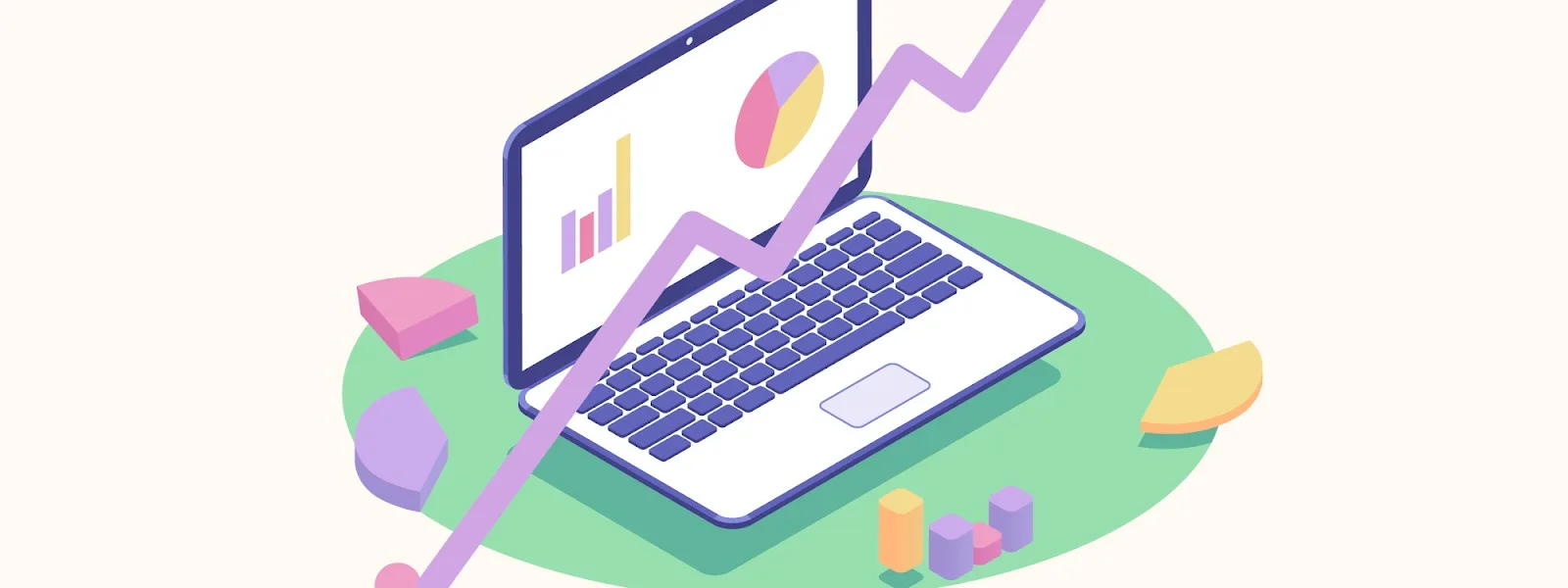 The image shows a scale on a laptop steadily growing in size. This represents how influencers are able to effortlessly increase sales for the brands they support.