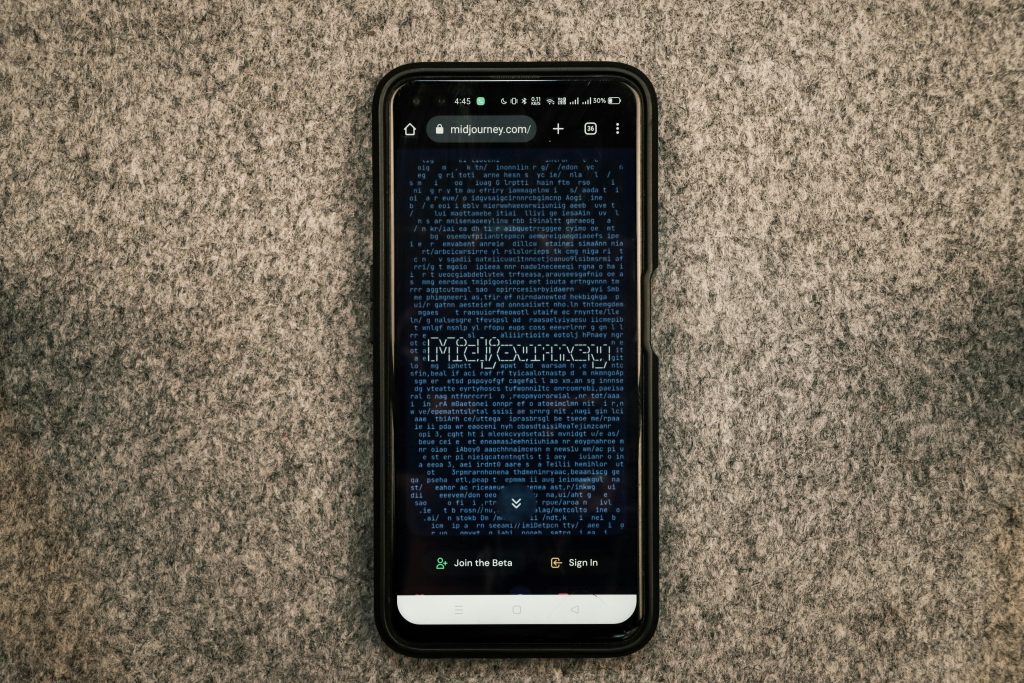 Computer screen displaying the Midjourney AI interface, highlighting the creative possibilities of AI-driven art.