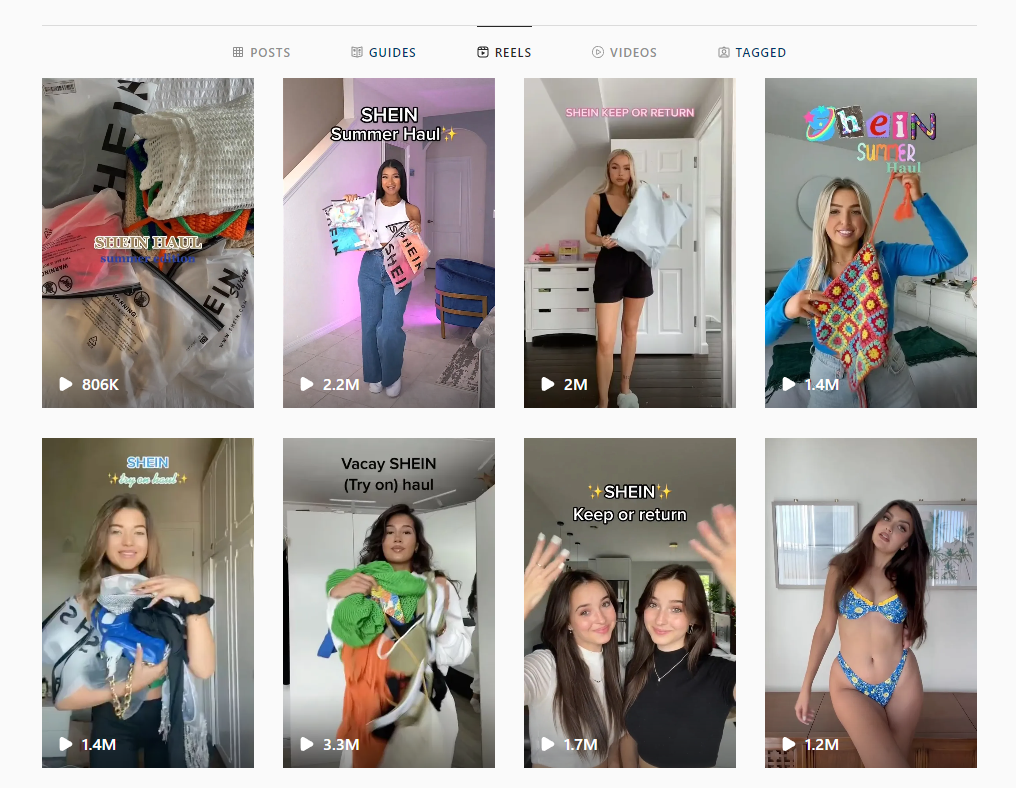 Publications sur les réseaux sociaux de jeunes influenceurs qui montrent leurs articles de mode rapide 
