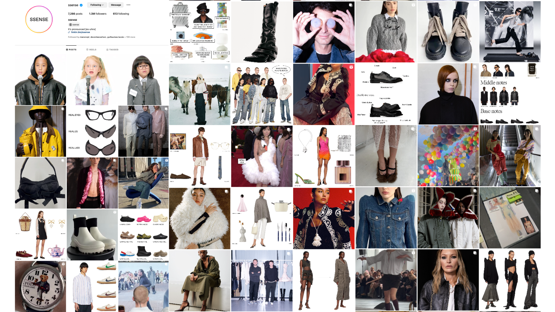 Contenu visuel de SSENSE sur Instagram