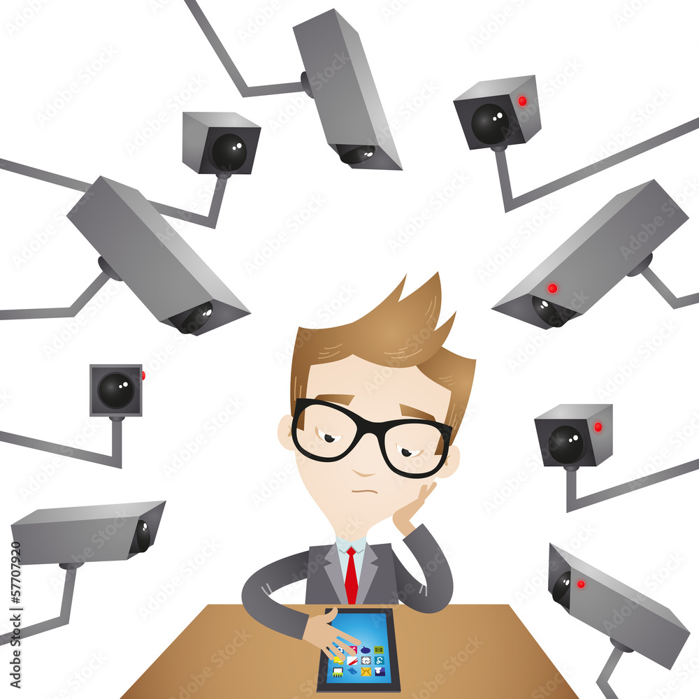 man being recorded by multiple cameras while scrolling on a mobile device
