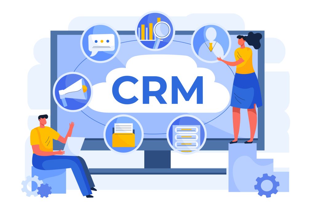 Illustration d'un CRM montrant ses différentes fonctionnalités et outils intégrés pour la gestion des données clients.