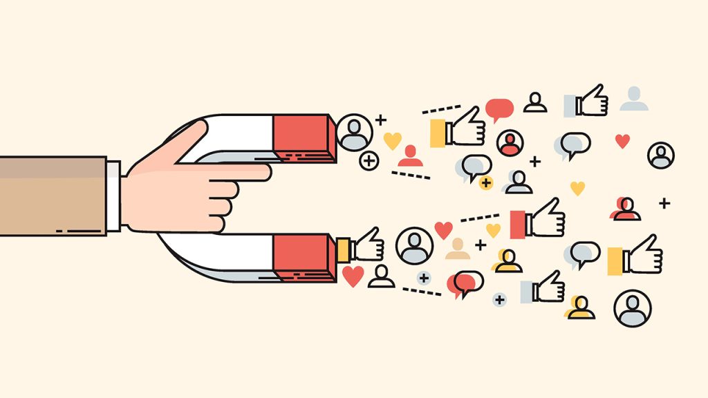 Influencer Marketing - magnet attracting likes, followers
