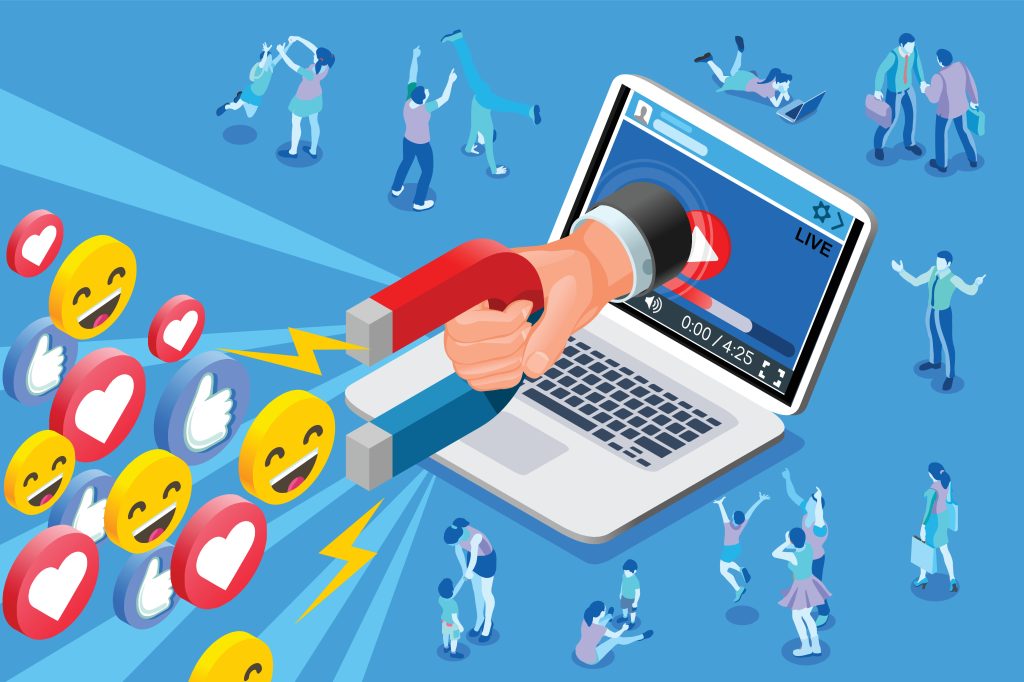 Magnet attracting likes and shares to social media post