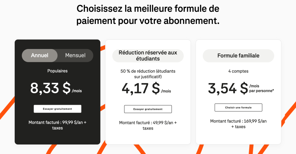 type abonnement payant