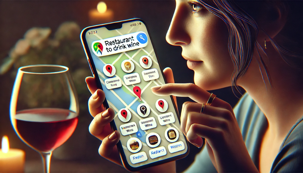 Smartphone screen showing a customer searching for ‘Cafe to study near me’