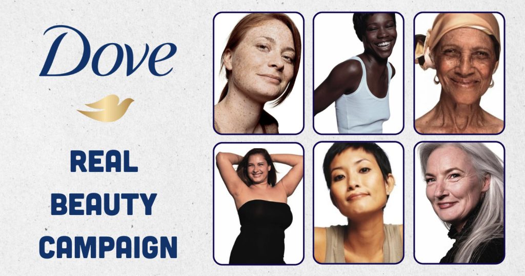 Extrait de la campagne « Real Beauty » de Dove, mettant de l'avant la beauté naturelle des femmes de partout à travers le monde à travers la stratégie marketing de storytelling