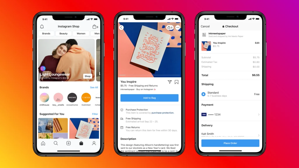 Commerce social sur Instagram Shopping
