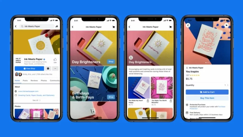 Commerce social sur Facebook Shops
