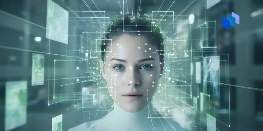 Une femme se faisant analyser par différentes technologies