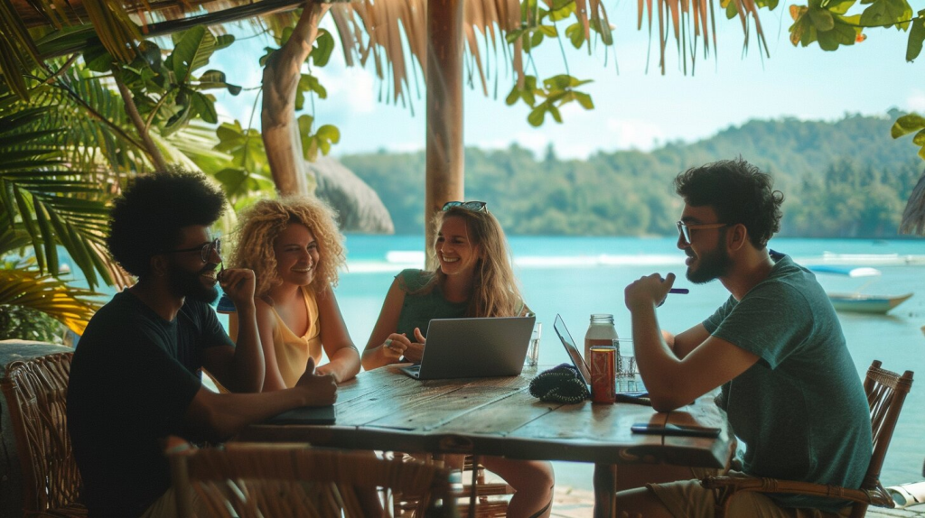 Communauté de digital nomads partageant leurs expériences