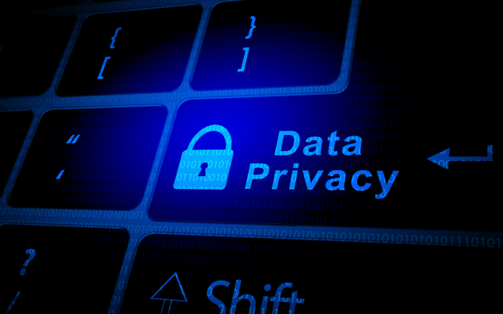 Lock symbol representing data privacy on an 'Enter' button 