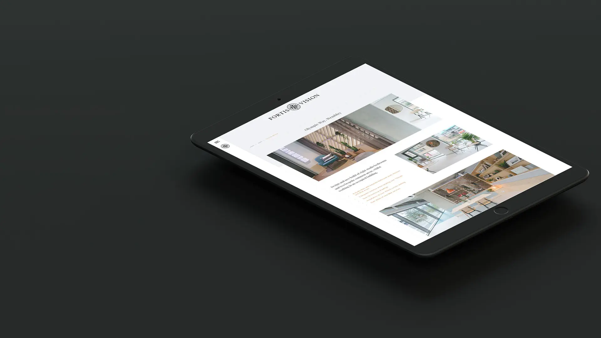 Black background with a black Ipad on which there is an luxury brand's digital ad is open