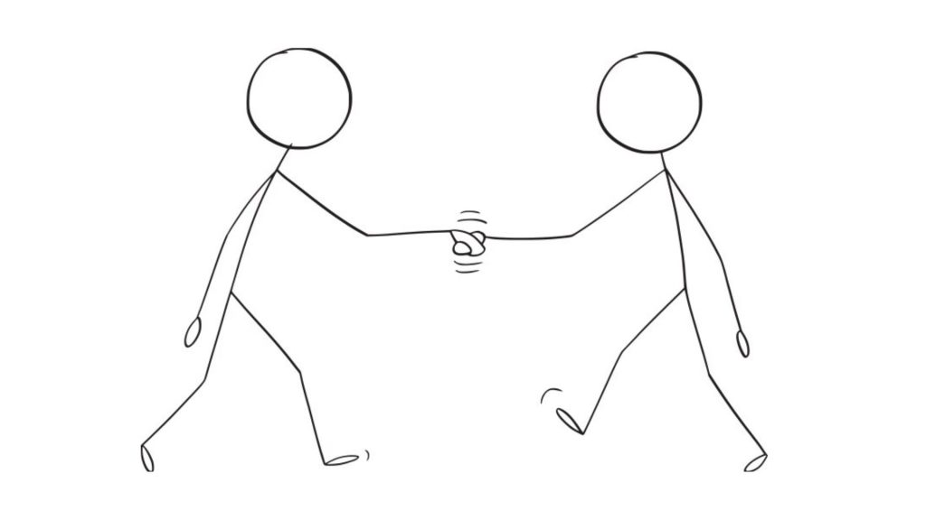 building trust through a handshake, something that can be achieved digitally with live video chat sales tools.