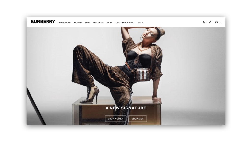 Example of a campaign for the fashion luxury brand Burberry. 