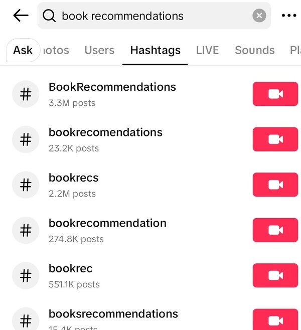 On TikTok's hashtag page, hashtags optimized with relevant SEO will rank higher in search results and have greater usage.