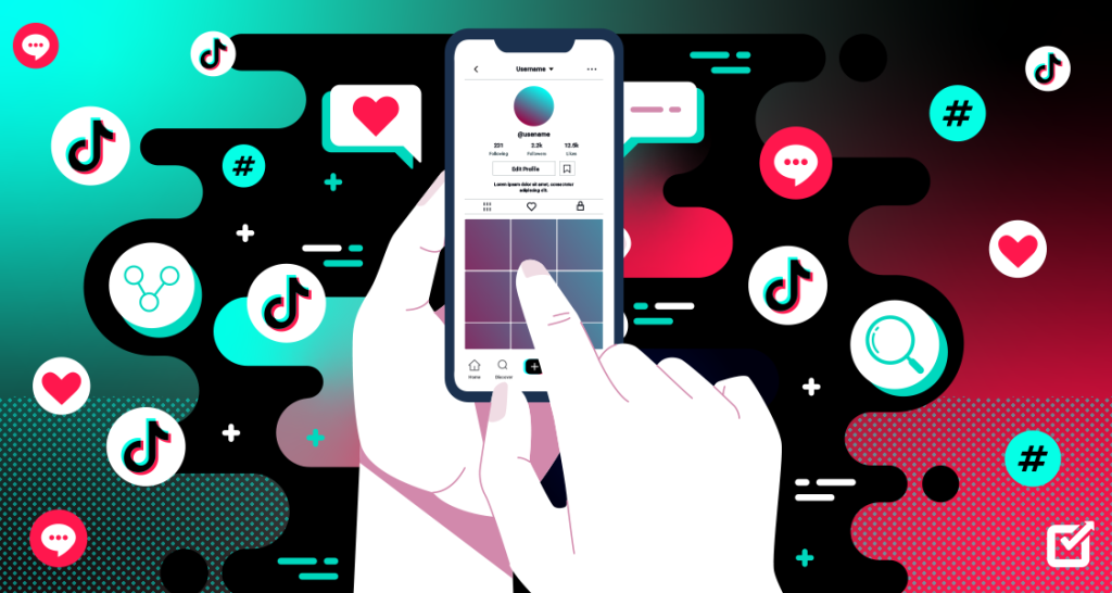 Icons of likes, shares, and hashtags show how data helps creators improve their content, get more views, and reach more people.