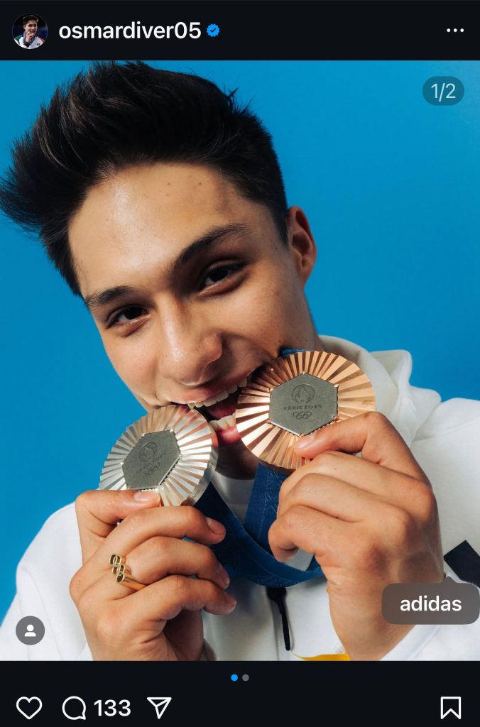 Osmar Olvera utilise le marketing numérique pour les athlètes afin de promouvoir ses réussites sportives et sa collaboration avec adidas sur Instagram.