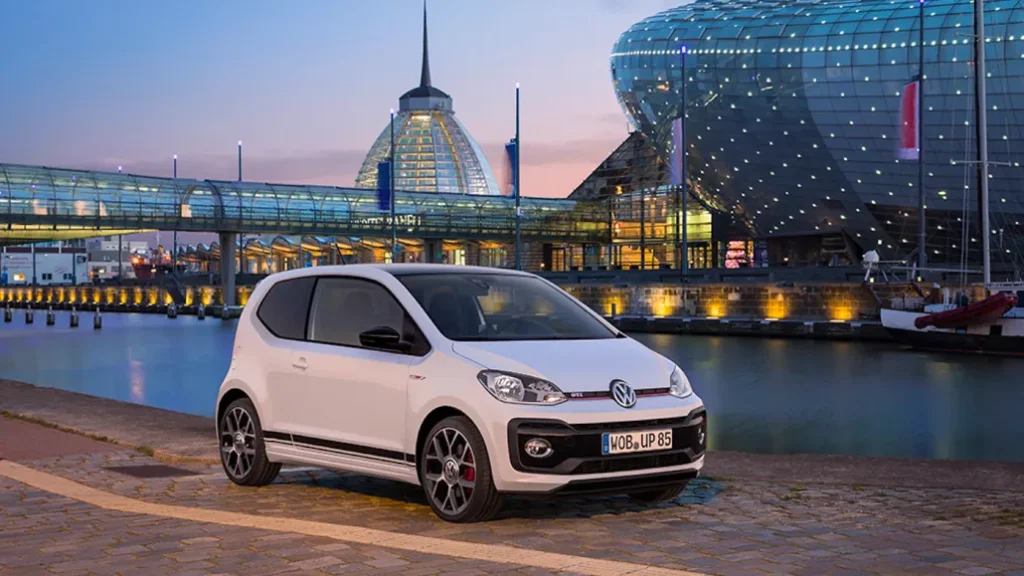 Background of a Volkswagen car in a city near a river