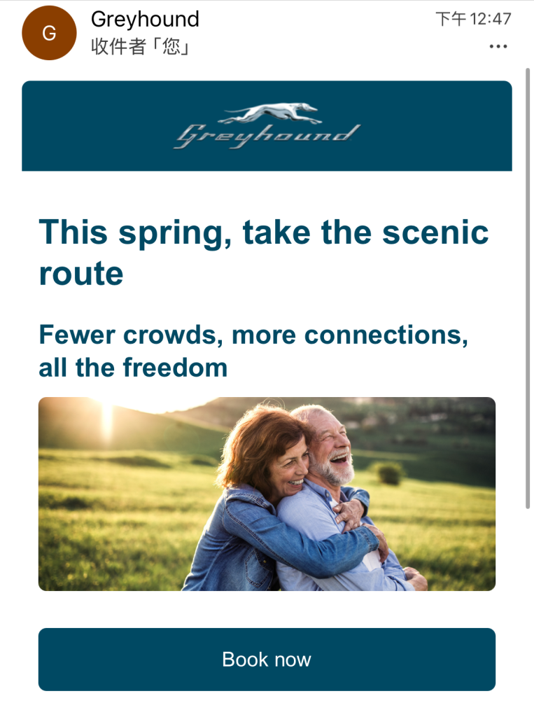 an example of clear CTA and simple outlay for email marketing