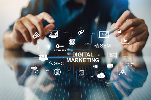 In picture sysmbles are showing Digital Marketing elements