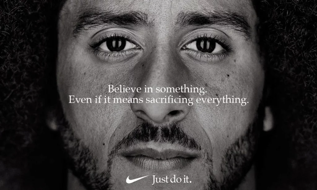 Campagne Nike avec Colin Kaepernick illustrant l’engagement de la marque pour la justice sociale