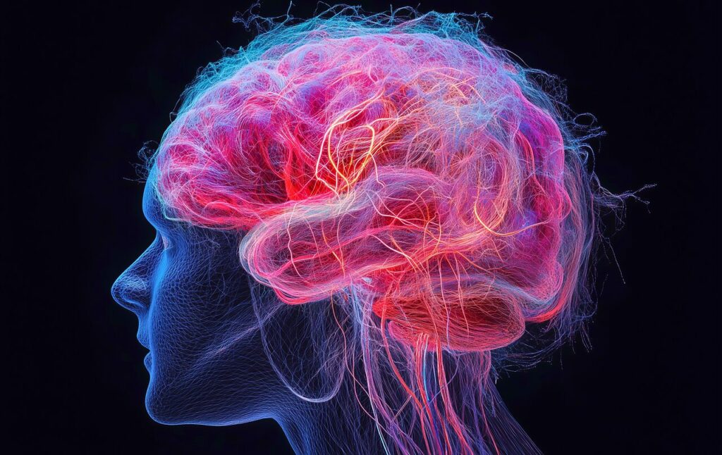 un cerveau coloré et activé grâce aux techniques de neuromarketing.