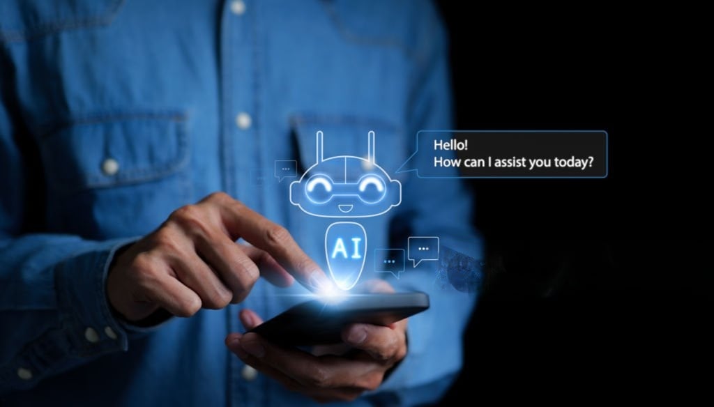 AI chatbot interface saying “Hello, how can I assist you today?” representing GEO and Generative AI search transforming SEO