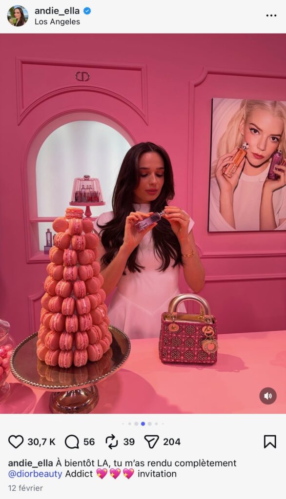 Andie Ella at Dior Beauty press trip in Los Angeles promoting new fragrance launch