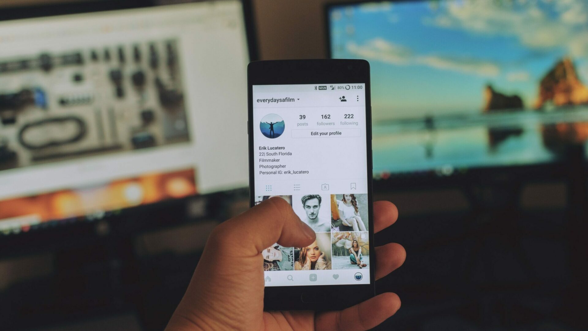 social media algorithms, Instagram profile on a smartphone screen