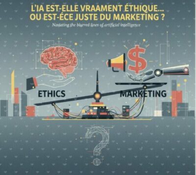 Image d'une balance qui pèse l'IA et ethcics