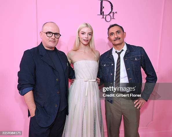 Peter Philips, Anya Taylor-Joy and Francis Kurkdjian at the Dior Addict Sweet Shop Party on February 03, 2026 in Los Angeles