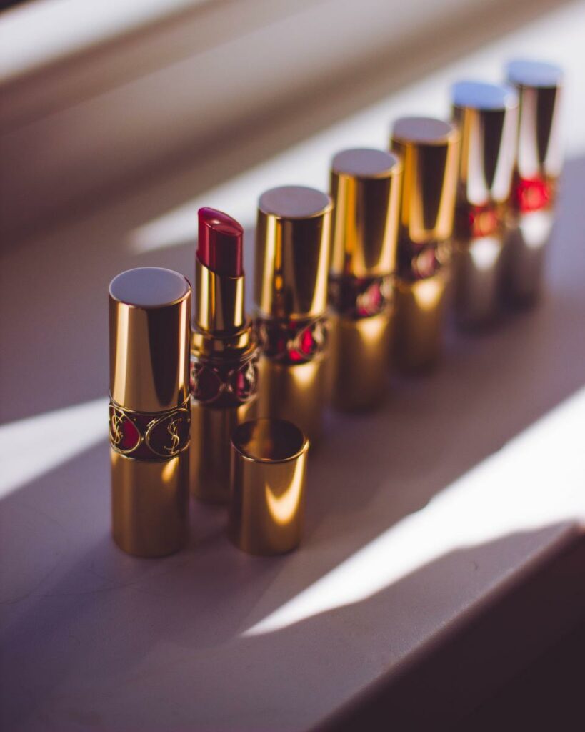 lipstick lineup in natural light for beauty marketing content on TikTok